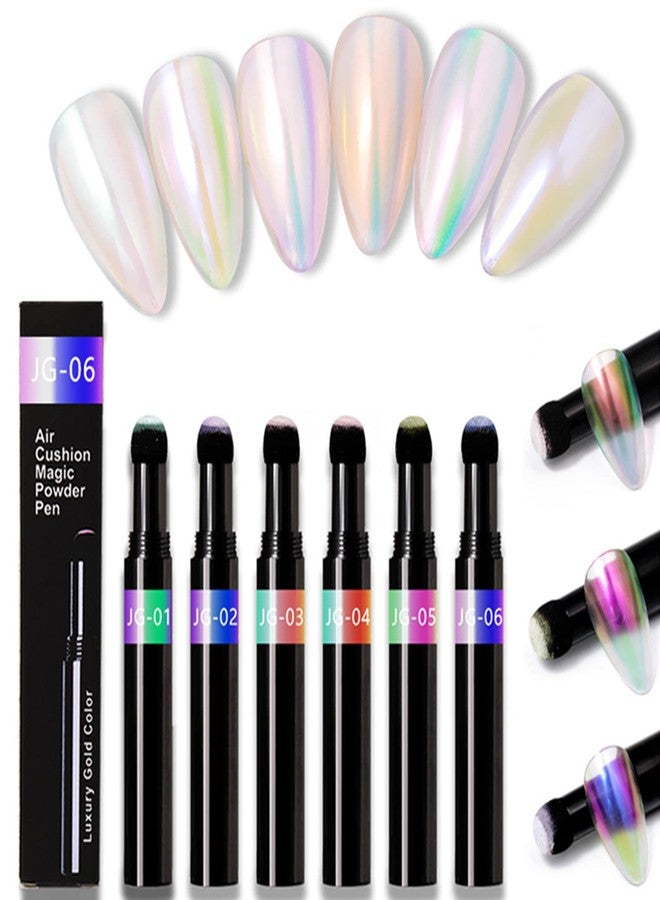 RoseFlower Chrome Nail Powder - 6 Colors Holographic Chameleon Shimmer Pearl Glitter for Manicure - Jelly Air Pen Cushion - Aurora Pigment for Nail Art Decoration - Image 1