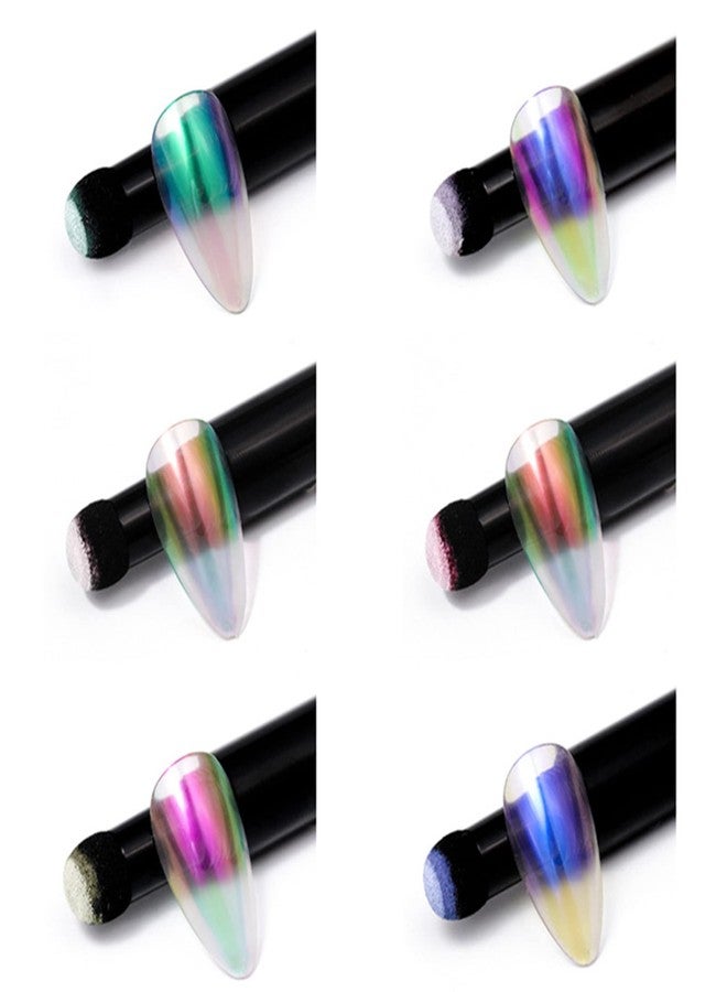 RoseFlower Chrome Nail Powder - 6 Colors Holographic Chameleon Shimmer Pearl Glitter for Manicure - Jelly Air Pen Cushion - Aurora Pigment for Nail Art Decoration - Image 3