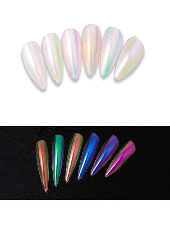 RoseFlower Chrome Nail Powder - 6 Colors Holographic Chameleon Shimmer Pearl Glitter for Manicure - Jelly Air Pen Cushion - Aurora Pigment for Nail Art Decoration - Image 2