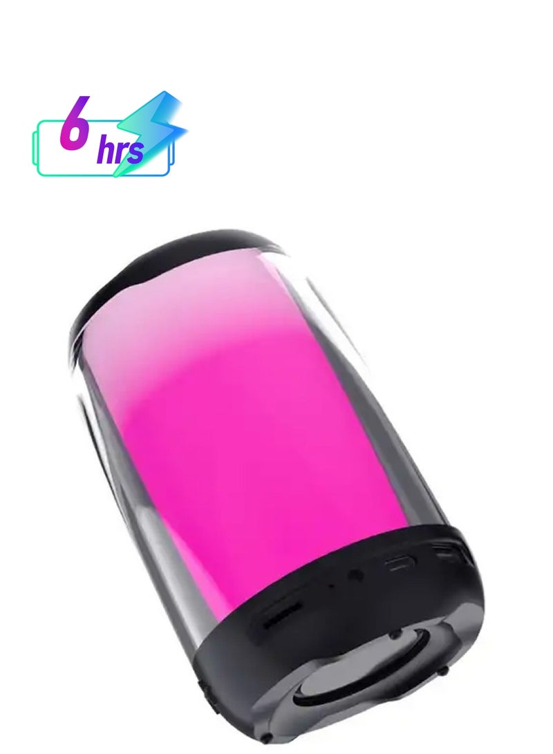 كالوس مكبر صوت بلوتوث لاسلكي صغير محمول مع ضوء RGB LED مكبر صوت محمول مع صوت جهير محسن مقاوم للماء لمدة 4-6 ساعات وقت تشغيل LED للسفر، خارجي أسود - Image 1