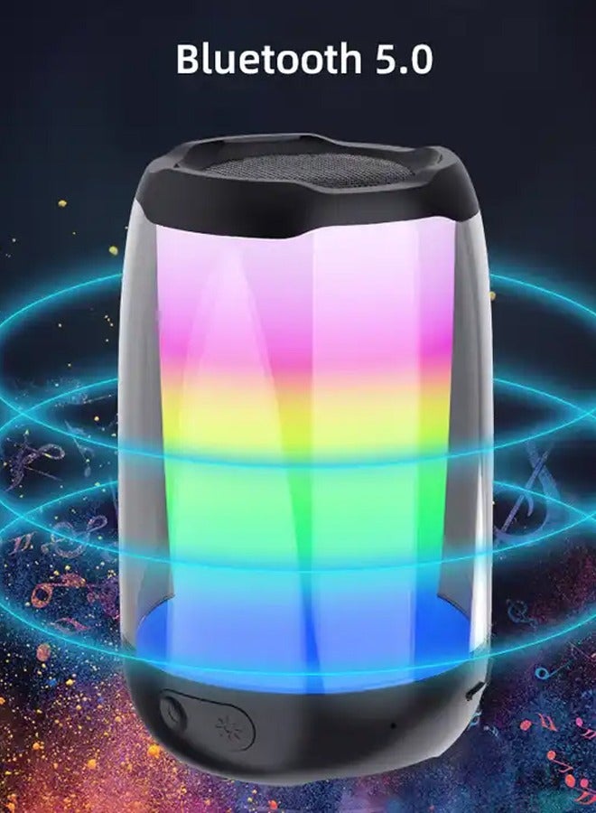 كالوس مكبر صوت بلوتوث لاسلكي صغير محمول مع ضوء RGB LED مكبر صوت محمول مع صوت جهير محسن مقاوم للماء لمدة 4-6 ساعات وقت تشغيل LED للسفر، خارجي أسود - Image 5