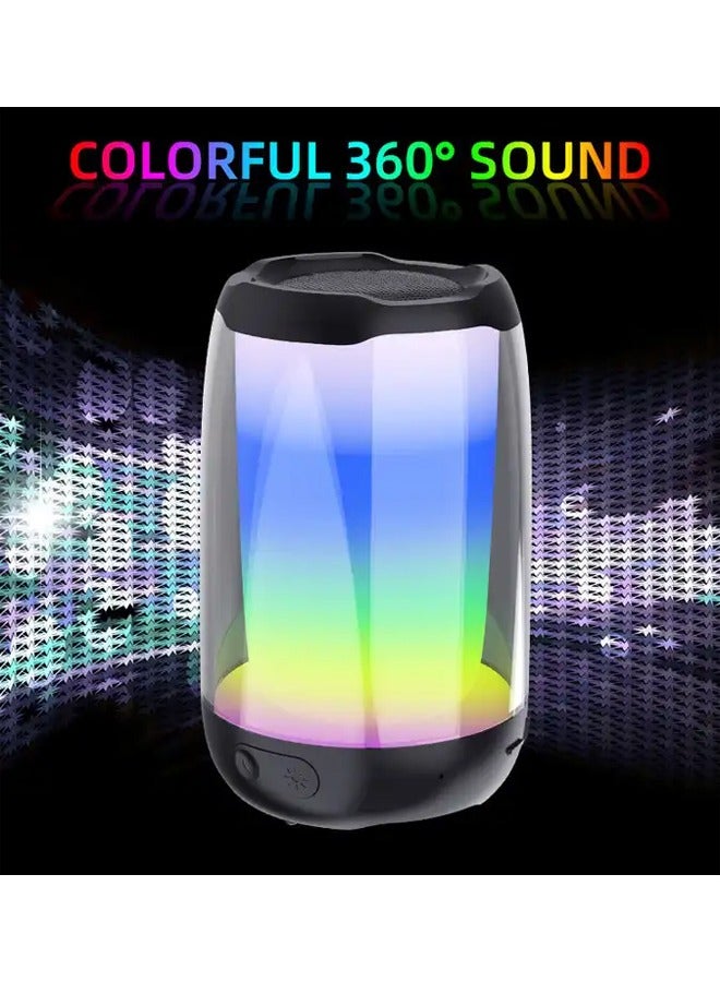 كالوس مكبر صوت بلوتوث لاسلكي صغير محمول مع ضوء RGB LED مكبر صوت محمول مع صوت جهير محسن مقاوم للماء لمدة 4-6 ساعات وقت تشغيل LED للسفر، خارجي أسود - Image 3