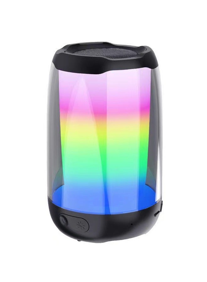 كالوس مكبر صوت بلوتوث لاسلكي صغير محمول مع ضوء RGB LED مكبر صوت محمول مع صوت جهير محسن مقاوم للماء لمدة 4-6 ساعات وقت تشغيل LED للسفر، خارجي أسود - Image 2