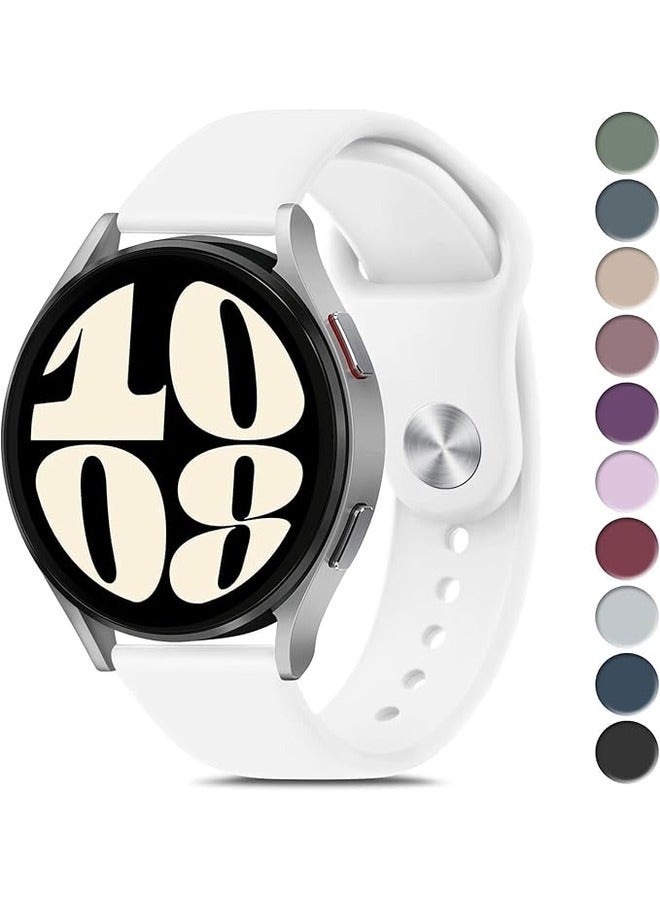 ELTRAZONE White Soft Silicone Sport Band for Samsung Galaxy Watch 6 (40mm/44mm) & Galaxy Watch 6 Classic (43mm/47mm) - 20mm Replacement Strap for Men and Women - Image 1