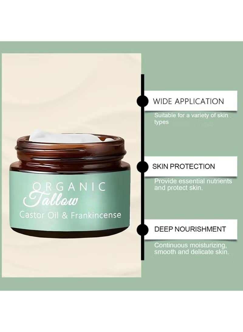 Organic Grass-Fed Beef Tallow with Frankincense Oil & Castor Oil, Organic Beef Tallow Moisturizer for Skin, Tallow and Manuka Honey Balm, Beef Tallow Frankincense Balm for Face, Body - Image 3