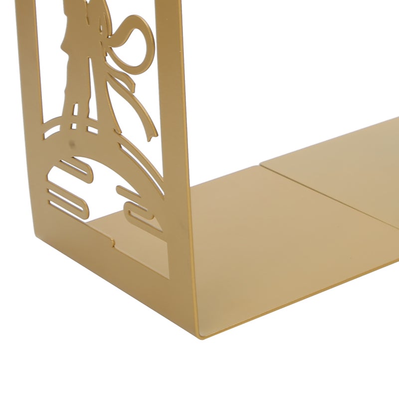 Metal Book Divider Thicken AntiSlip Bookend Desktop Organize Bookshelf Craft Collection(Flower Stand Meet on Bridge ) - Image 5