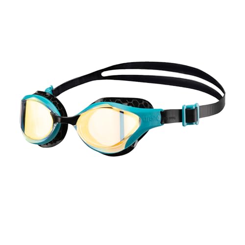 ARENA Unisex Adult AirBold Swipe AntiFog Training Swim Goggles for Men and Women Cushioned Seals Superior Comfort Mirror Lens Yellow CopperGreen Lake - Image 1