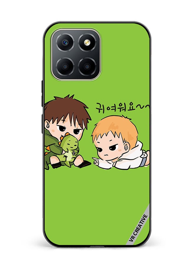 VR CREATIVE Protective Case Cover For Honor X6 Two Cute Kids Playing With Dino Design Multicolour - Image 1