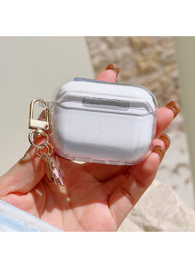جراب شفاف صغير مزهر لسماعات Apple AirPods الجيل الرابع اللاسلكية بتقنية البلوتوث الجيل الثالث/برو 2 جراب ناعم جديد - اللون: وردي - الموديلات المناسبة: Airpods الجيل الثالث