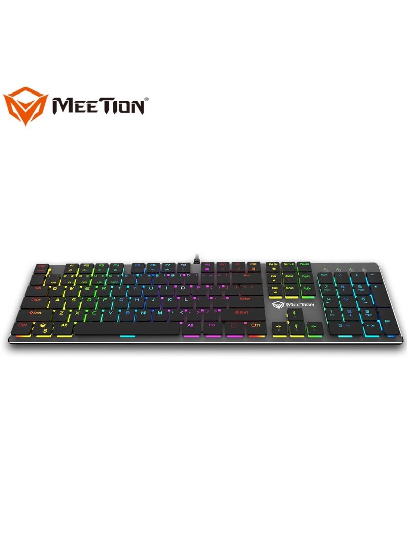 ميشين MEETION MK80 Ultrathin Mechanical RGB backlit full keys anti-ghosting ultrathin chocolate keycaps Mechanical Blue Switch Gold-Plating USB Best Gaming Keyboard - Image 1