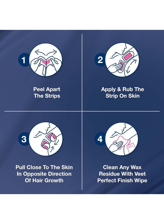Veet شرائط شمع فيت الاحترافية لإزالة الشعر سهلة الجل للبكيني وتحت الإبط مع زيت اللوز، للبشرة الحساسة، مناديل إنهاء مثالية مع زيت الأركان، تدوم حتى 28 يومًا من النعومة، 16 شريط شمع - Image 5