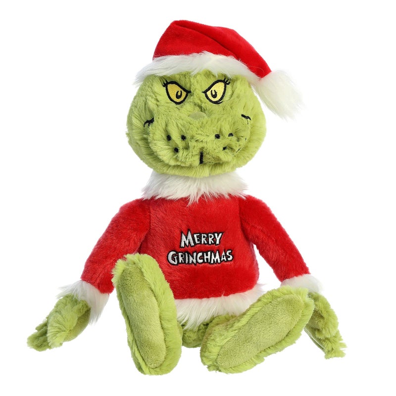 AuroraÂ® Whimsical Dr. Seussâ„¢ Merry Grinchmas Grinch Stuffed Animal - Officially Licensed Plush for Imaginative Play - Perfect for Kids and Adults - Green 16 Inches - Image 1