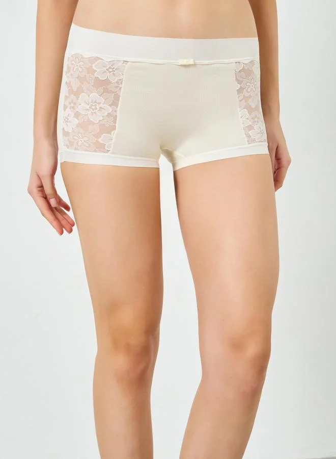 Styli Pack of 4 - Cotton Elastane Full Briefs with Lace Panel
