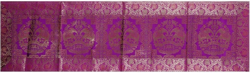 E - Ezra طاولة طعام مركزية EEZRA 4 6 مقاعد مع عداء طاولة من حرير الفيل بتصميم بروكاد مستطيل 16 × 60 - Image 2