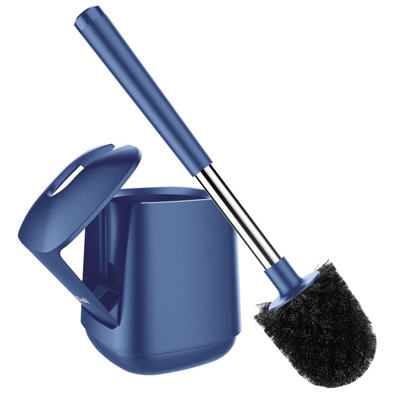 SetSail Toilet Brush and Holder Self Closing Lid Toilet Bowl Brushes Holder and Extra Long Handle Ventilated Toilet Brush Set for Bathroom Cleaning Nylon Bristles Dark Blue - Image 2
