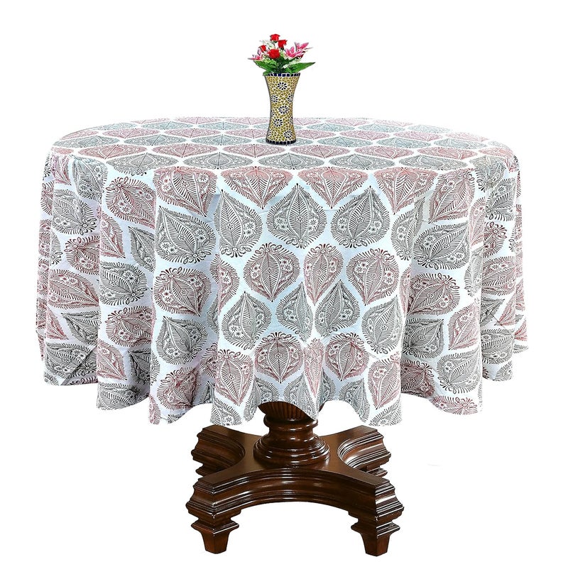 RHF 100 Cotton Round Table Cover 90 Inch Diameter Round Tablecloth for 68 Seater Dining Tables GreenRedMulti Table Cover 90 Inch RedDark Brown - Image 1