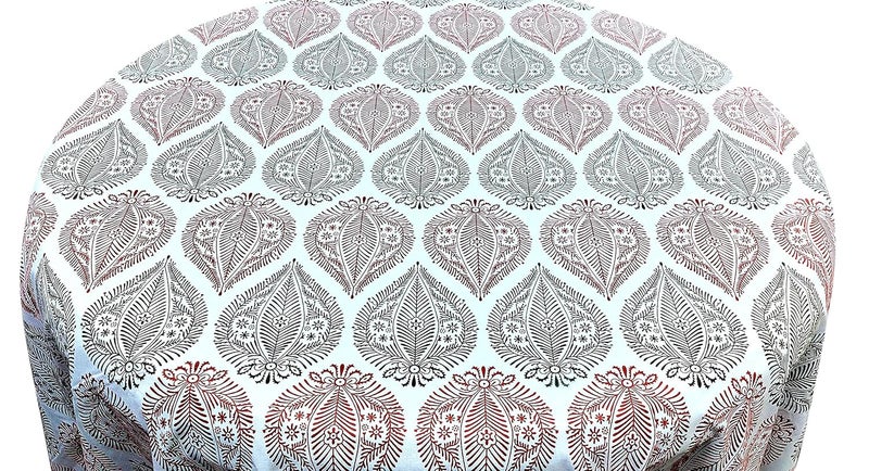 RHF 100 Cotton Round Table Cover 90 Inch Diameter Round Tablecloth for 68 Seater Dining Tables GreenRedMulti Table Cover 90 Inch RedDark Brown - Image 5