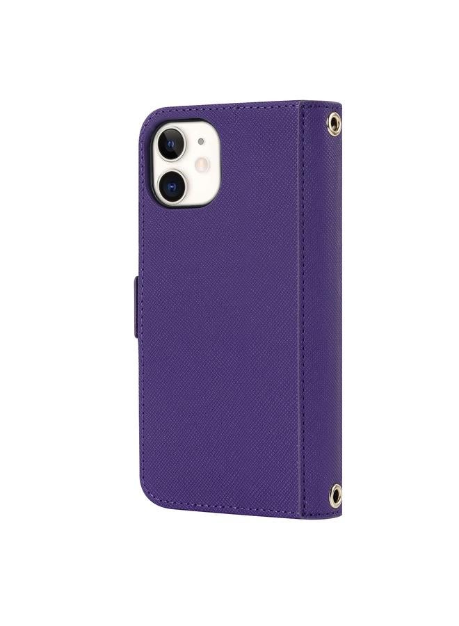 S-TOP Case For iPhone 12 mini Cross Texture Lanyard Leather Phone Case - Image 3