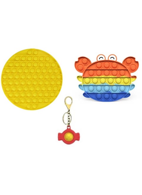 FunBlast Pop it Set, Pop Bubble Fidget Toys, Pop it Keychain, Kids Toy Jumbo Pop it Toys Set - Pack of 3 Real Silicone Fidget Pop It, Keychain Toy for Kids, Bubble Toy for Kids