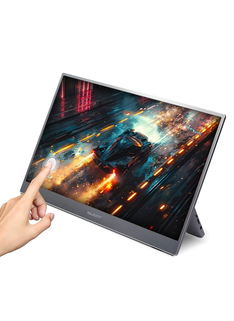 Majesty Majesty Portable Monitor 15.6 Inch Ultra Clear Touch Screen Foldable Lightweight Monitor Works with Laptop, Mac, PC, USB 3, Playstation, Xbox, Receiver - Charcoal Grey,  - Image 1