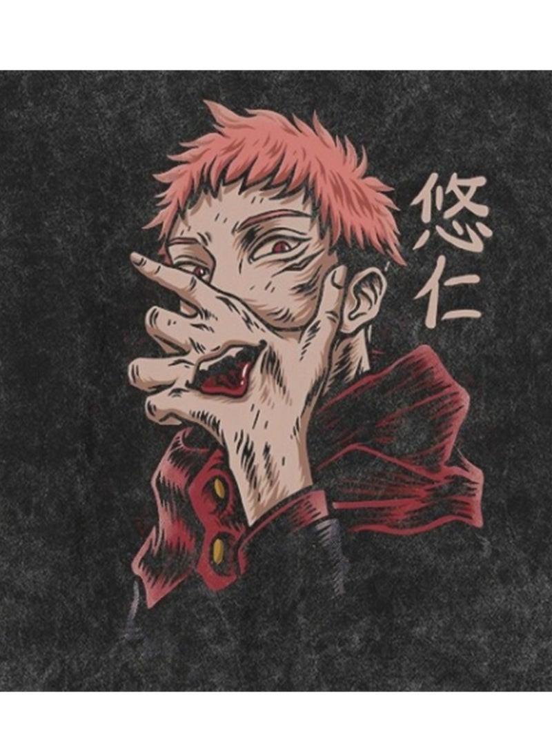 Generic - Washed retro T-shirt street hip hop anime Jujutsu Kaisen casual cotton summer short sleeves - Image 1