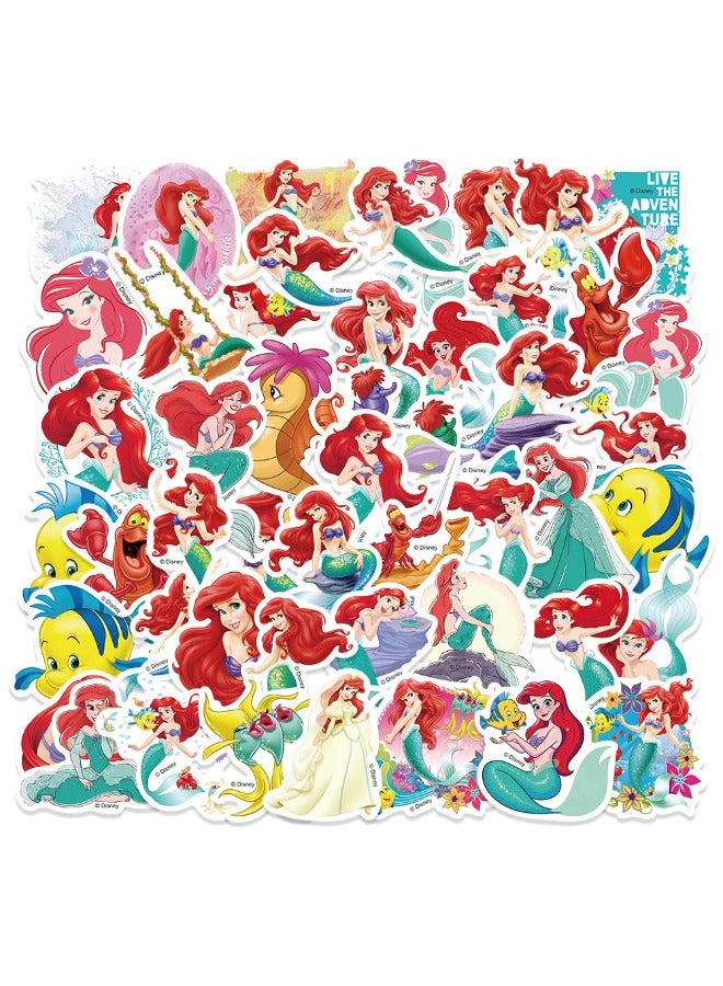 50PCS Mermaid Stickers Pack, Cartoon Vinyl Waterproof  Sticker for Water Bottle, Laptop, PC, Case, Car, Notebook, Skateboard, Journal, Aesthetic Stickers as Gifts for Kids, Teens, Girls - Image 2