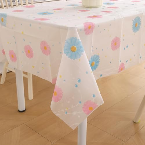 HOKIPO PEVA Waterproof Table Cover Cloth for 2 Seater Dining Table | Dustproof Table Cloth for Study & Coffee Table, 35x54 Inches, Dahlia Blush Pink (AR-5870-D5) - Image 4