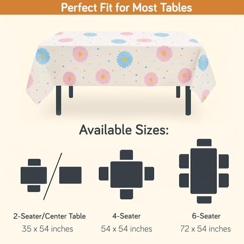 HOKIPO PEVA Waterproof Table Cover Cloth for 2 Seater Dining Table | Dustproof Table Cloth for Study & Coffee Table, 35x54 Inches, Dahlia Blush Pink (AR-5870-D5) - Image 2
