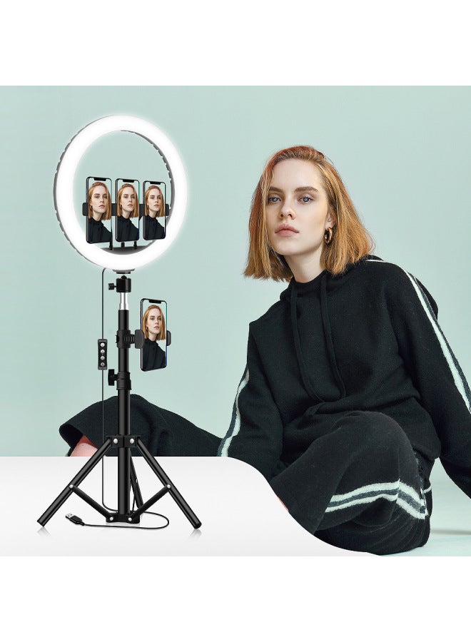 general Portable 10-Inch Beauty Ring Light With Stand For Mobile Phone Photography Live Broadcast Adjustable Brightness And Color-Light Source Color:Arc 13 Inch Fill Light 210cm Metal Tripod Suit - Image 4