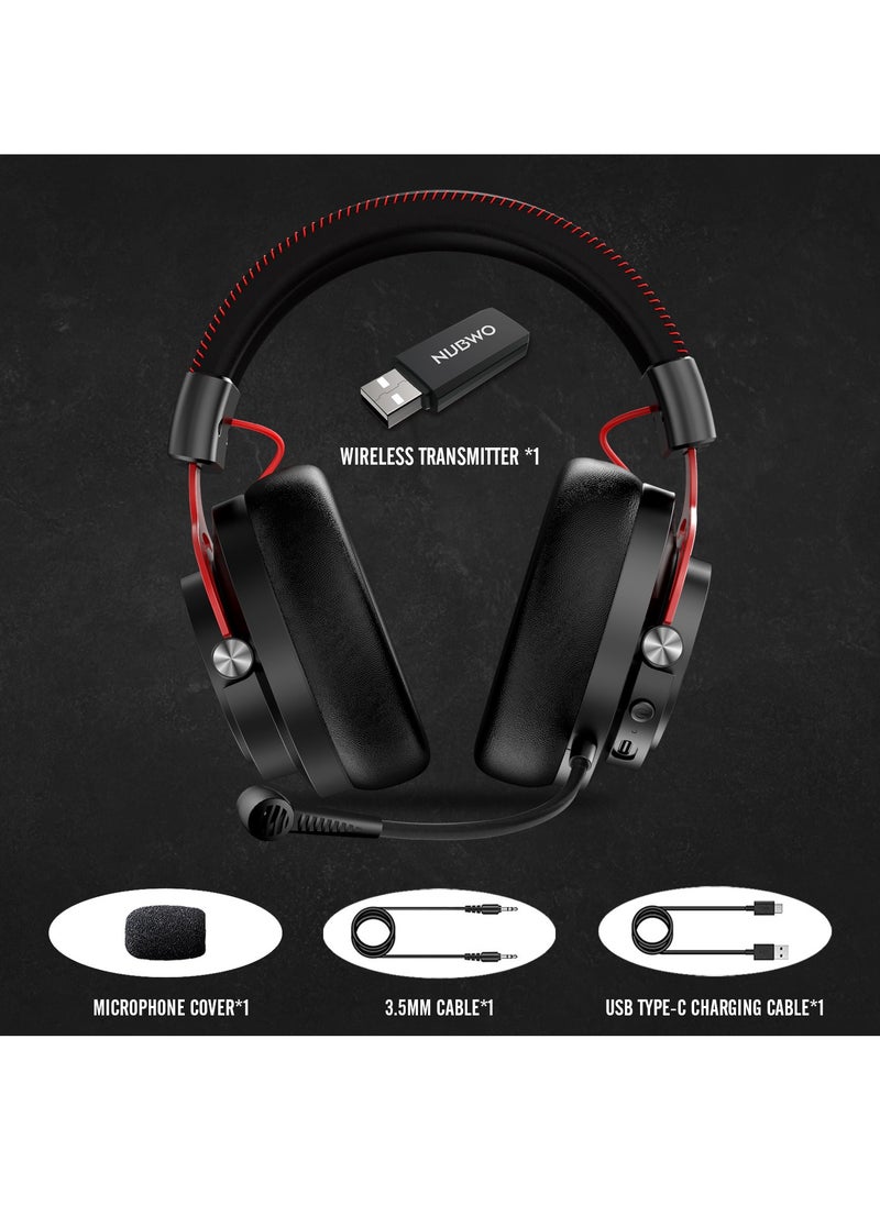 NUBWO - 2.4G Wireless USB Gaming Headset with Noise Cancelling Mic,3D Surround Sound, Soft Memory Earmuffs for PC PS4 PS5 - Image 1