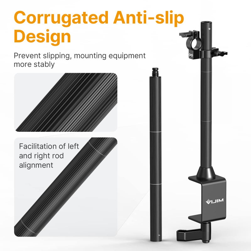 JUSMO LS15 Pro Camera Desk Mount, Aluminum Overhead Camera Mount Rig, Table Multi-Device Pole to Mount Magic Arm Clamp, DSLR, Cameras, Phone, Light, Microphone, Streaming, Studio, Max Load 22 lb - Image 5