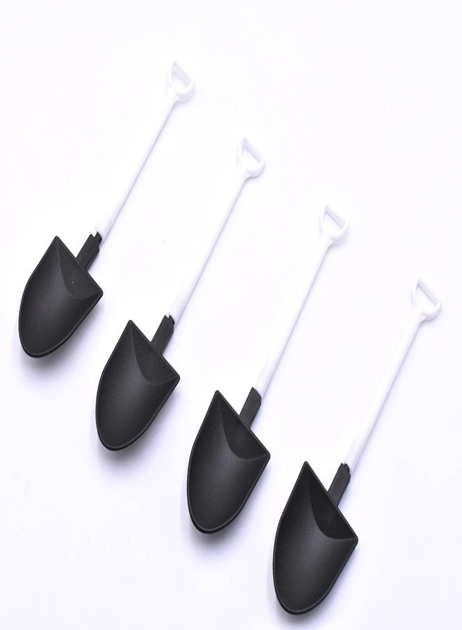 50PCS Plastic Mini Ice Cream Dessert Spoon Shovels Pudding Yogurt Spoons for Family or Party(Black and white)