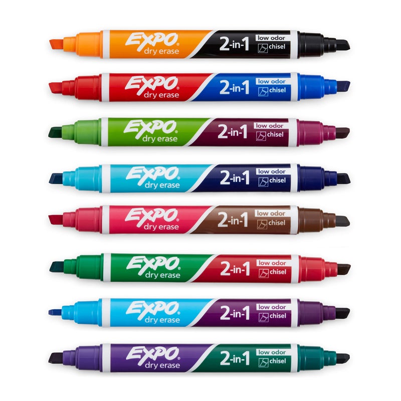 Expo Dry Erase 2-In-1 Markers Chisel Tip Assorted 8 Count - Image 4