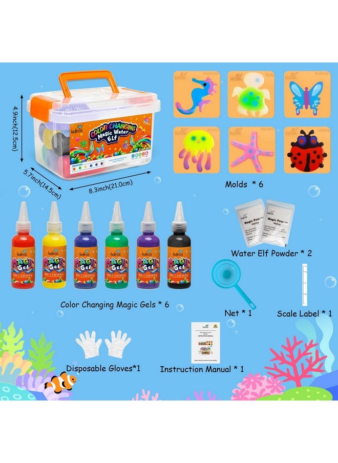 Kiditos - Color Changing Magic Water Elf Toy Kit, Magic Aqua Fairy Water Gel Kit With 6 Color Changing Gels And 6 Molds. Christmas Gifts, Birthday Gifts, Party Favors, Arts&Crafts Diy Stem Kits For Kids - Image 1