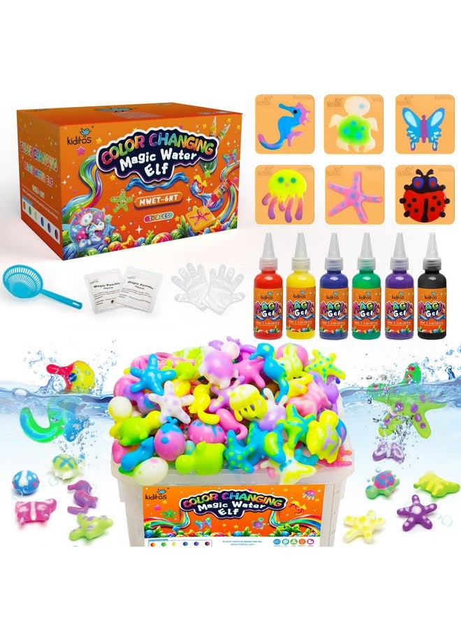 Kiditos - Color Changing Magic Water Elf Toy Kit, Magic Aqua Fairy Water Gel Kit With 6 Color Changing Gels And 6 Molds. Christmas Gifts, Birthday Gifts, Party Favors, Arts&Crafts Diy Stem Kits For Kids - Image 1