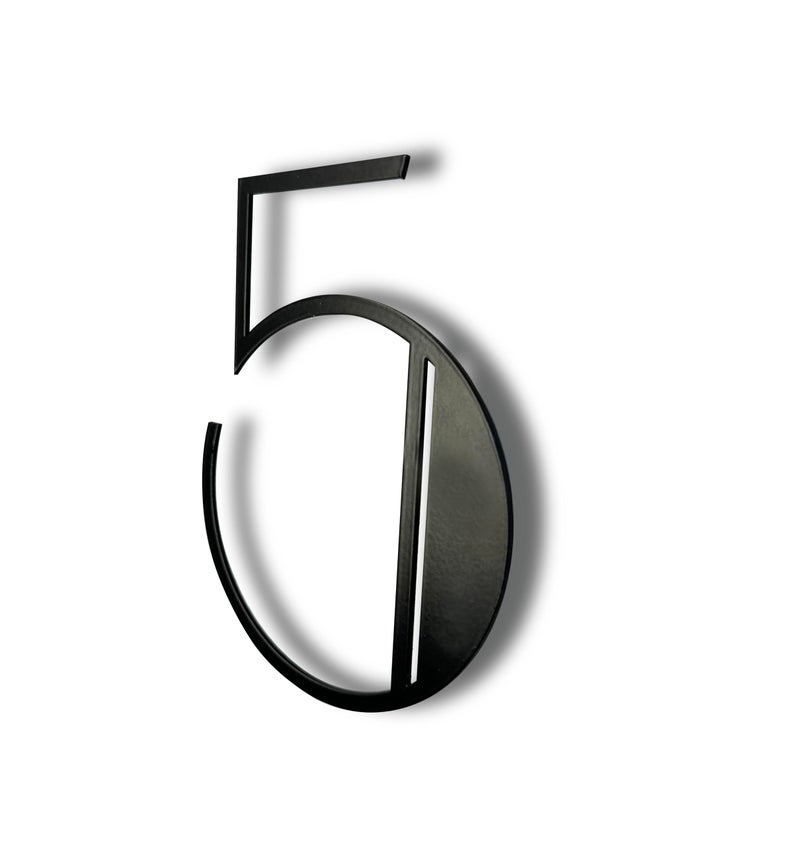 NACH Floating House Numbers 6 inch Steel Black House Numbers for Outside Number 5 Mid Century House Numbers with Mounting Hardware