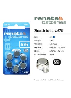 Renata 60-Pieces Renata (Size 675) Hearing Aid 1.45V Zinc-Air 0% Mercury Batteries  - Image 2