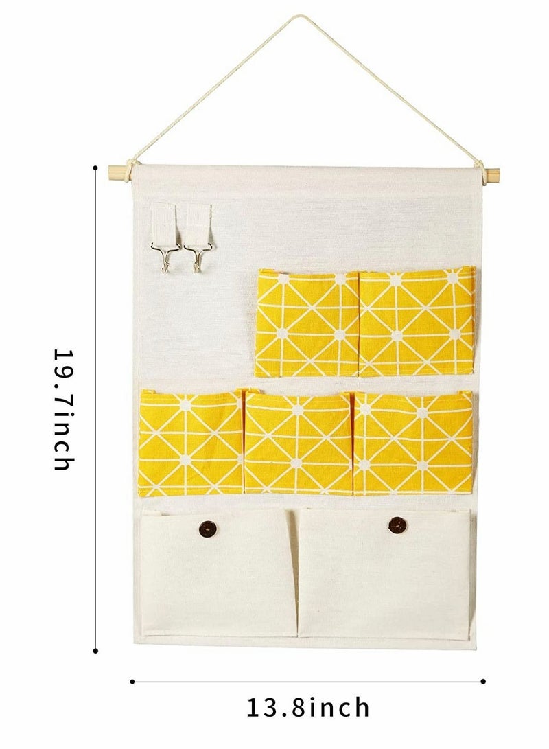 Y&D Organizer Storage, Hanging 7 Pockets, for Fabric Wall Door Storage Bag (2 Packs, Yellow+Green) - Image 2