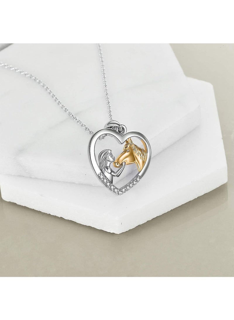 Generic Girl And Horse Necklace For Girls Sterling Silver Horse Jewellery Gifts For Women  - Image 3