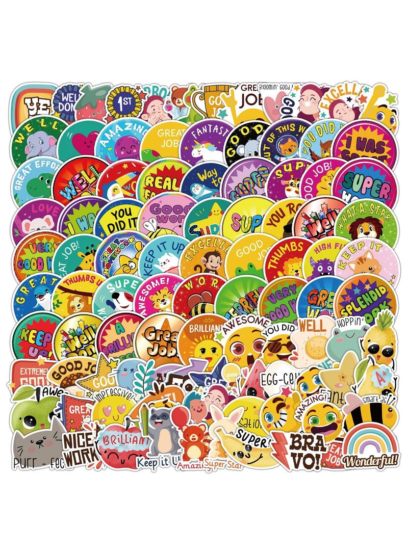 قوس قزح أورينبو مجموعة من 100 قطعة من ملصقات المكافآت، ملصقات تشجيعية لطيفة للأطفال كجائزة، ملصقات فينيل لأجهزة الكمبيوتر المحمول للأطفال الصغار والمراهقين والفتيات والبالغين، ملصقات تخطيط سيارات التصادم - Image 1