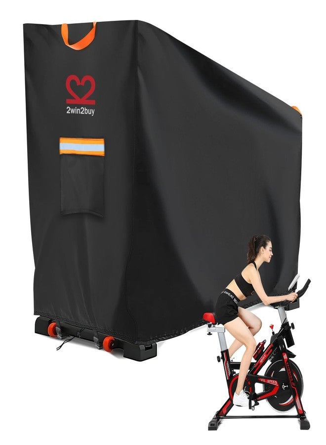 2win2buy Exercise Bike Cover, Stationary Bike Protective Cover 600D Oxford Waterproof Upright Cycling Bicycle Covers Outdoor & Indoor Storage for Peloton Bike+, Schwinn, NordicTrack s22, Schwinn, Echelon - Image 1