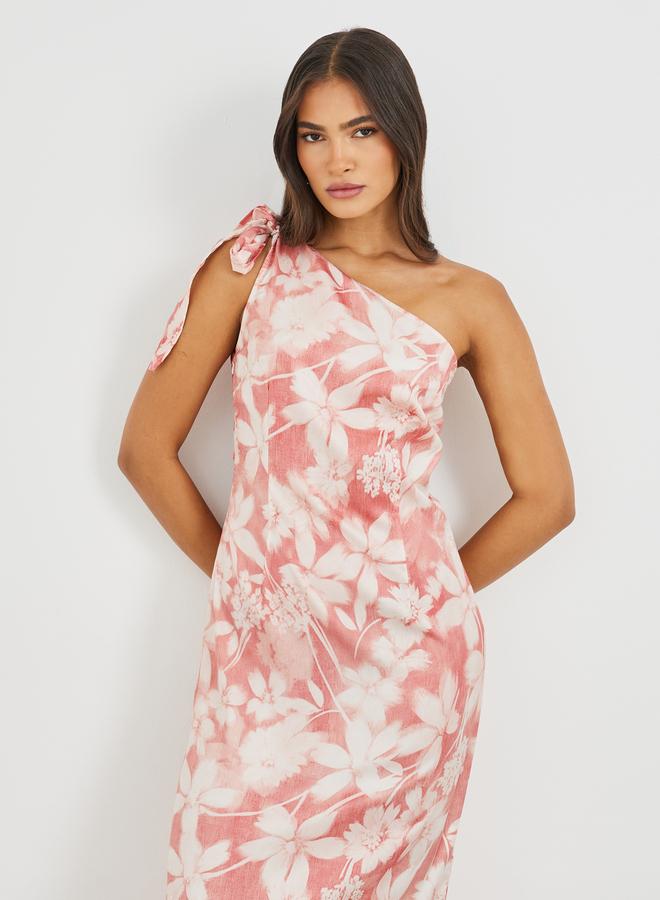 ستايلي فستان ماكسي بحمالة كتف واحدة وطبعات زهور - Image 3