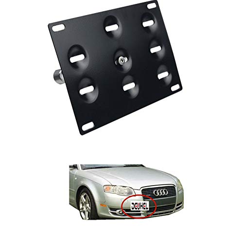 Dewhel Front Bumper Tow Hook License Plate Mount Bracket Holder Bolt On NoDrill Modification Tow Eye LP Holder for 0108 Audi A4 S4 0511 A6 S6