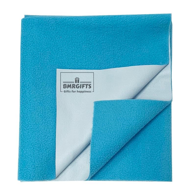 BMRGIFTS Cotton Extra Absorbent Waterproof Quick Dry Sheet for Baby Washable Bed & Mattress Protector Sheet for Toddler Children Pack of 3 Double Bed Size, 208x230 cm Violet, Sky Blue & Dark Blue - Image 3