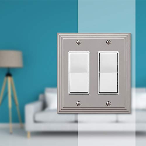 Amerelle Steps Double Rocker Cast Metal Wallplate in Satin Nickel - Image 3