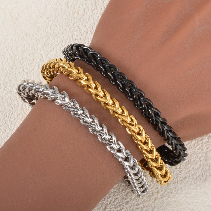 In stock: Simple stainless steel reversible twist chain bracelet, a creative and vintage titanium steel bracelet for men - Image 4