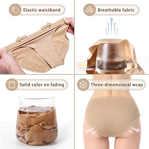 iMucci Professional Girl Ballet Dance Briefs Women - Beige Velvet Cotton Mid Rise Waist Panty Gymnastics Underpants (Adults S) - Image 2