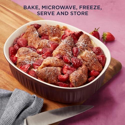 CorningWare Ceramic Bakeware Set with Lids Chip and Crack Resistant Stoneware Baking Dish, Microwave, Dishwasher, Oven, Freezer and Fridge Safe, 6-Piece French Cabernet - Image 3