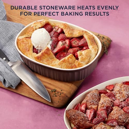 CorningWare Ceramic Bakeware Set with Lids Chip and Crack Resistant Stoneware Baking Dish, Microwave, Dishwasher, Oven, Freezer and Fridge Safe, 6-Piece French Cabernet - Image 4