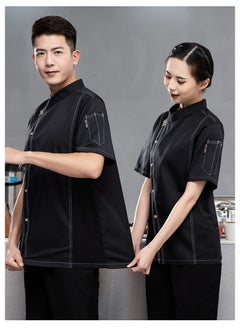 NIBEMINENT Western Restaurant Baking Cake Kitchen Chef Overall Hotel Chef Work Uniform Short-sleeved Men's Breathable Chef Coat  - Image 1